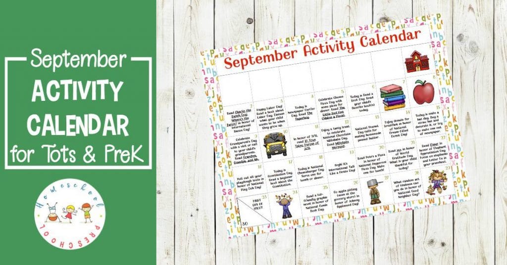 Need some September ideas? Check out this FREE Preschool September Activity Calendar for September! #fhdhomeschoolers #freehomeschooldeals #hsfreebies #fallresources #preschool