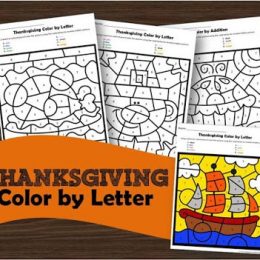 FREE Thanksgiving Color by Letter Worksheets