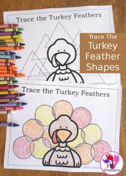 FREE Trace the Turkey Feather Shapes Printable