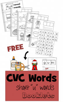 FREE Short "U" CVC Words Printable Booklet