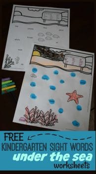 FREE Under the Sea Kindergarten Sight Words