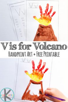 FREE V is for Volcano Hand Art Printable