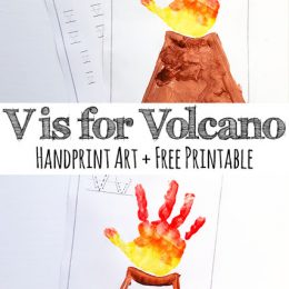 FREE V is for Volcano Hand Art Printable