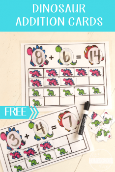 FREE Dinosaur Addition with Ten Frames Cards