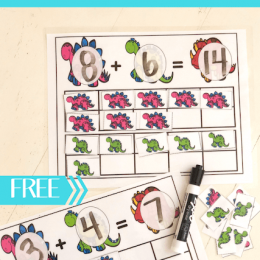 FREE Dinosaur Addition with Ten Frames Cards