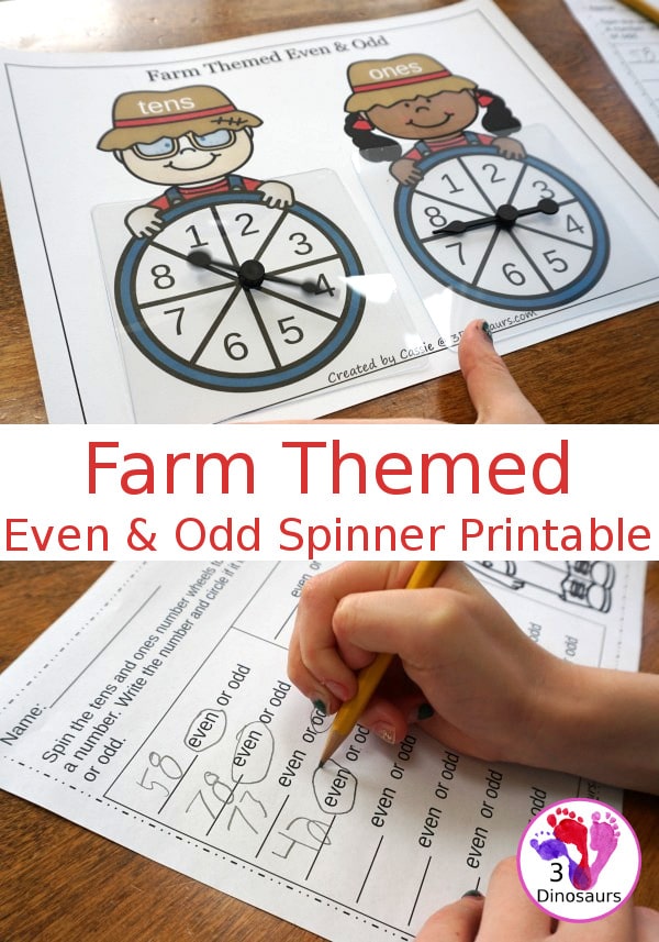 FREE Farm-Themed Even and Odd Spinning Printable