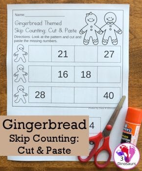 FREE Gingerbread-Themed Skip Counting: Cut & Paste Activity