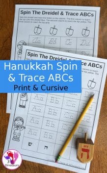 FREE Hanukkah Spin & Trace ABC's Printables