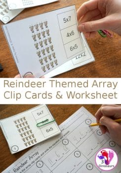 FREE Reindeer-Themed Array Clip Cards & Worksheet