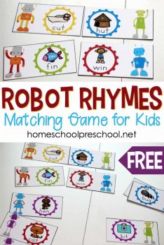 FREE Robot-Themed Rhyming Words Game