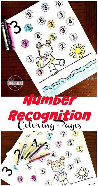 FREE Summer Number Recognition Coloring Pages