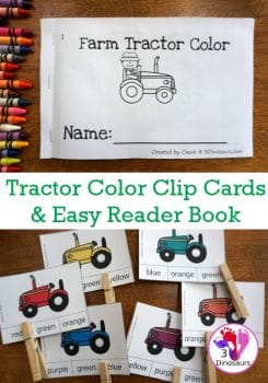 FREE Tractor Color Clip Cards & Easy Reader