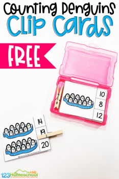 FREE Counting Penguins Clip Cards