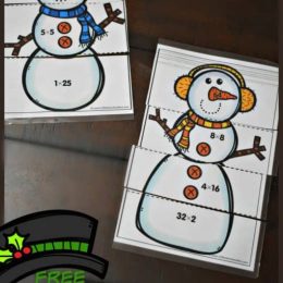 FREE Snowman Multiplication Puzzles