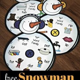 FREE Snowman Word Family Spinners