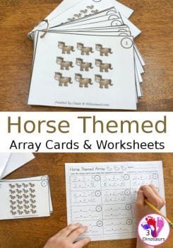 FREE Horse-Themed Array Cards with Matching Worksheets