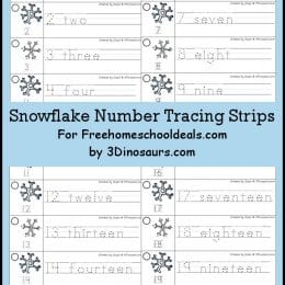 FREE Snowflake Number Tracing Strips