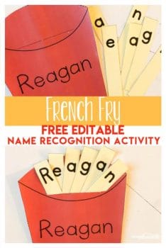 FREE French Fry Name Recognition Activity