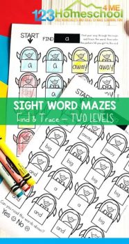 FREE Penguin Pre-K Sight Word Mazes