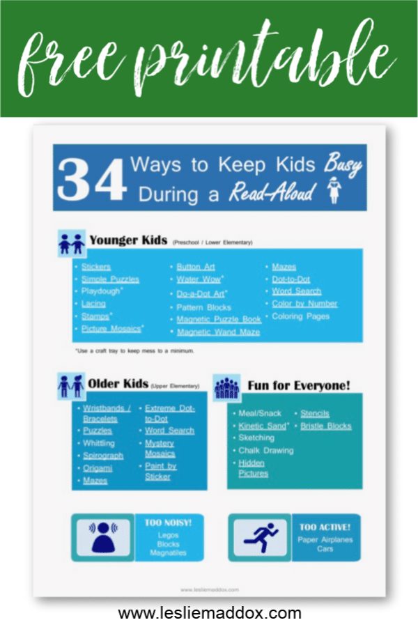 FREE Printable: How to Keep Kids Busy During Read-Alouds