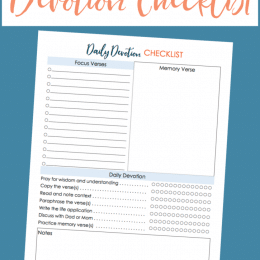 FREE Children's Daily Devotion Checklist