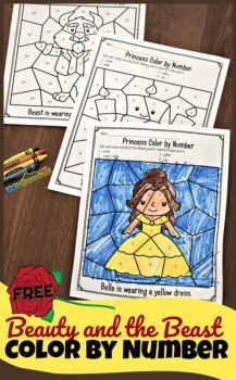 FREE Beauty and the Beast Color by Number Worksheets