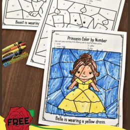 FREE Beauty and the Beast Color by Number Worksheets