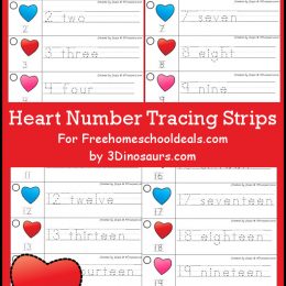 FREE Heart Number Tracing Strips (Instant Download)