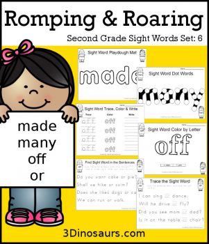 FREE Romping & Roaring 2nd Grade Sight Words Set 6