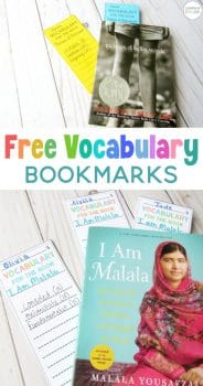 FREE Vocabulary Bookmarks for Independent Reading