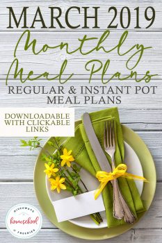 FREE March Monthly Meal Plans! 