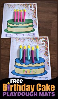 FREE Birthday Cake Playdough Mats