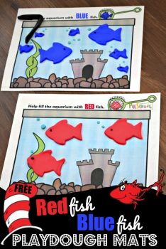 FREE Red Fish Blue Fish Playdough Mats