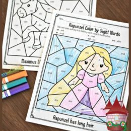 FREE Rapunzel Color by Sight Words Pages