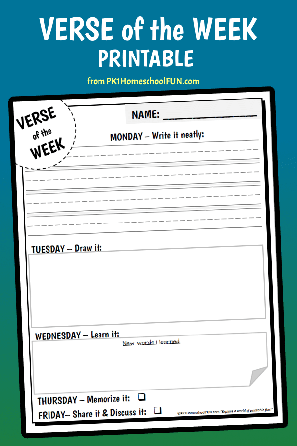 FREE Verse of the Week Printable | Free Homeschool Deals