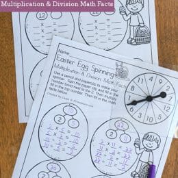 FREE Easter Egg Spinning Math Facts Pages