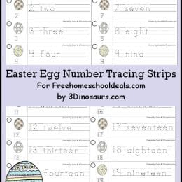 FREE Easter Egg Number Tracing Strips (Instant Download)