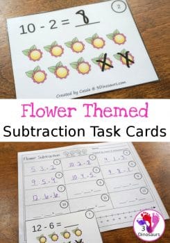 FREE Flower Subtraction Task Cards
