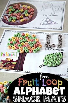 FREE Fruit Loop Alphabet Snack Mats