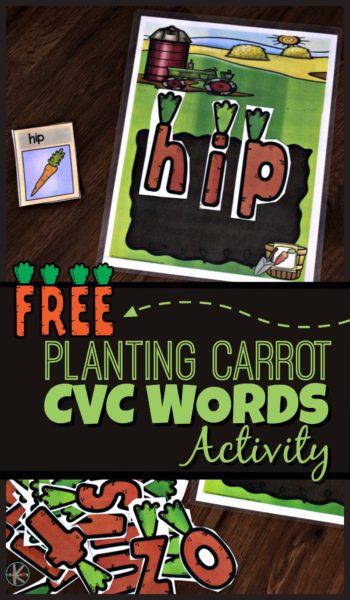 FREE Planting Carrot CVC Words Activity