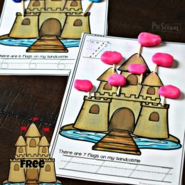 FREE Sandcastle Count & Trace Playdough Mats