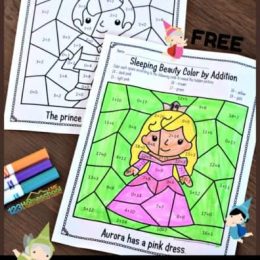 FREE Sleeping Beauty Color by Addition Pages