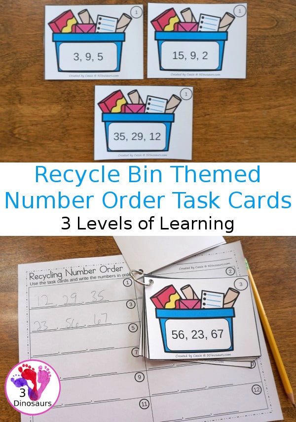 FREE Recycling-Themed Number Order Task Cards