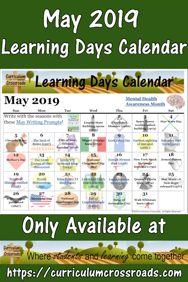 FREE May 2019 Learning Days Calendar