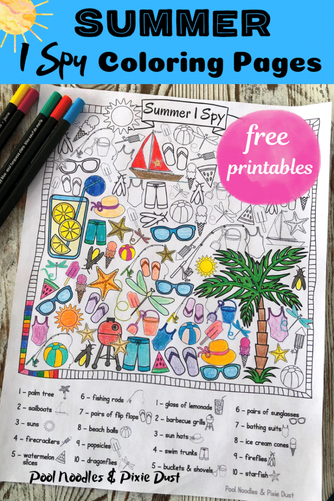 FREE Summer I Spy Coloring Pages