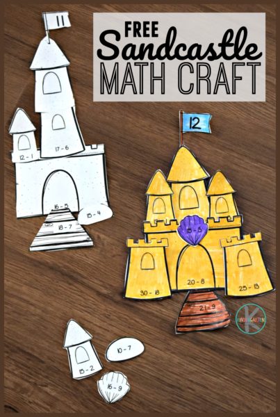 FREE Sandcastle Subtraction Math Craft