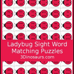 FREE Ladybug Sight Word Matching Puzzles