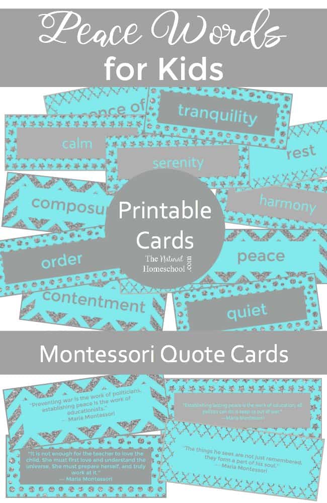 FREE Peace Words Cards + Montessori Quotes