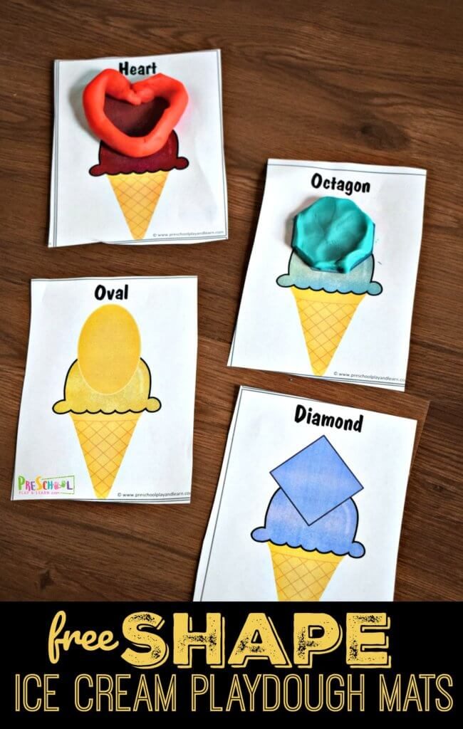 FREE Shape Ice Cream Playdough Mats