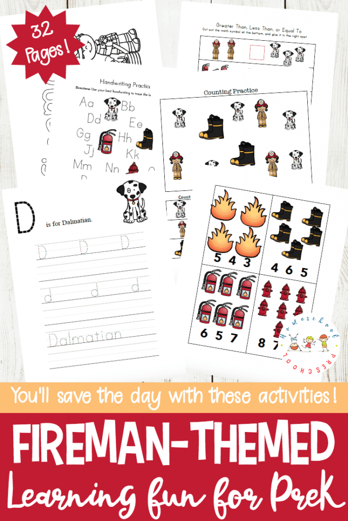 FREE Fireman Preschool Pack